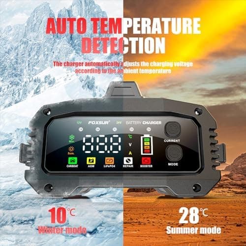 15A/8A Autobatterieladegerät, 12V/24V Smart vollautomatisch,LCD-Bildschirm für Auto Motorrad Rasenmäher Boot Marine Batt