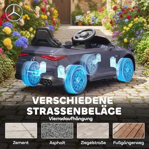 AIYAPLAY Kinder Elektroauto Mercedes-AMG Grau fuht mit Musik & Lichterkranz für 3-6 Jahre