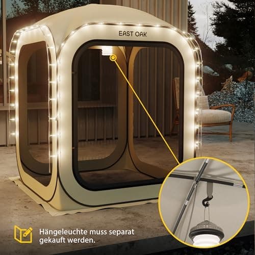 EAST OAK Pop Up Zelt 2-3 Personen - ideal für Familie, Camping und Garten - Wasserdicht, UV-Schutz, 360° Belüftung, Anti