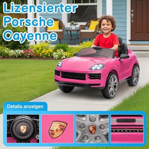 LALAHO Kinder Elektroauto 12V Schwarz mit MP3-Funktion und LED-Leuchten