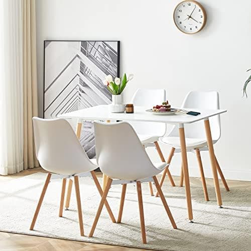 Esszimmergruppe Esstisch mit 4 Stühlen Schwarz Tisch+4 Stühle für Küche Esszimmer Wohnzimmer
