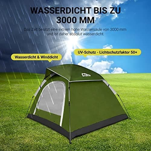 MSPORTS Campingzelt Premium Pop Up Zelt 2-3 Personen für Familien im Freien wasserdicht und winddicht mit Kuppelformspez