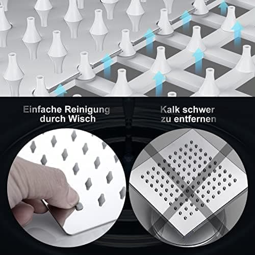 JOHO Edelstahl Regendusche Duschkopf, Quadratisch 12 Zoll Anti-Kalk-Düsen, für Badezimmer und Wellnesszimmer mit Chromtö