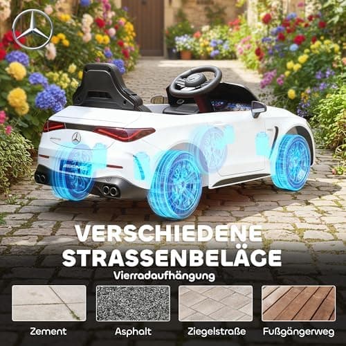 AIYAPLAY Kinder Elektroauto Mercedes-AMG Grau fuht mit Musik & Lichterkranz für 3-6 Jahre