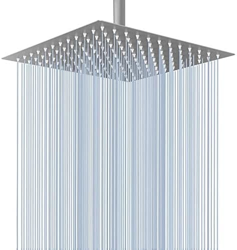 Großer Regenbrause Voolan Quadrat Hochdruck Duschkopf 304 Edelstahl, komfortables Duscherlebnis bei niedrigem Wasserdruc