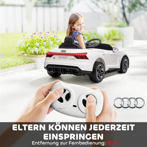 HOMCOM Kinder Elektroauto Weiß für 3-5 Jahrealte Kinder mit 2 Motor, 2,4 GHz Fernbedienung und Sanftstart