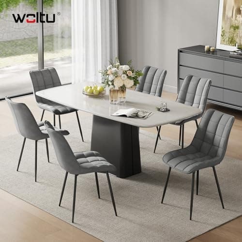 WOLTU Esszimmerstühle 2er Set, gepolstert mit Samt, für Wohn- und Esszimmer, Hochlastige Küchenstühle, Dunkelgrau