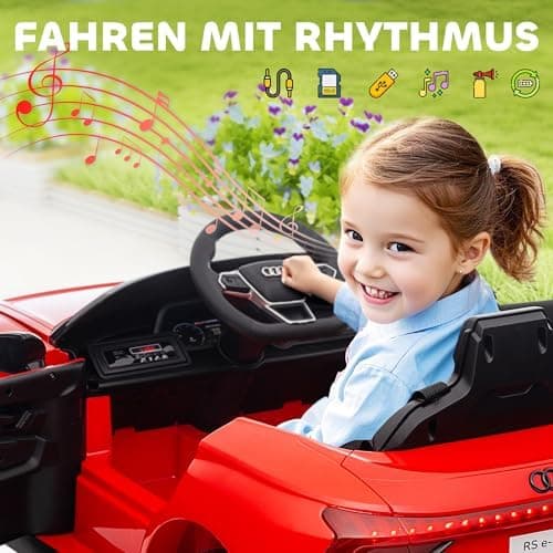 HOMCOM Kinder Elektroauto Weiß für 3-5 Jahrealte Kinder mit 2 Motor, 2,4 GHz Fernbedienung und Sanftstart
