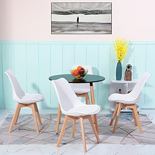 H.J WeDoo Skandinavisches Esszimmer Esstisch Set mit 4 Stühlen Eiscreme-Grün 100cm