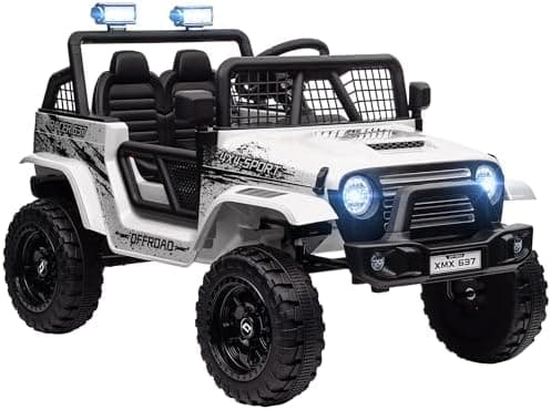 AIYAPLAY Kinder Elektroauto für 3-6 Jahrealte Kinder mit Fernbedienung, Musik, Scheinwerfer und Hupe, 12 V Stoßdämpfung,