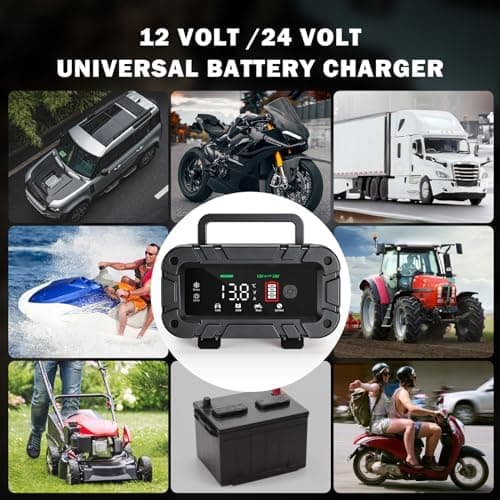 K FZ Batterieladegerät 12V/24V 20A, Vollautomatisches Intelligentes Ladegerät, LCD-Bildschirm für Auto, Motorrad, LKW, R