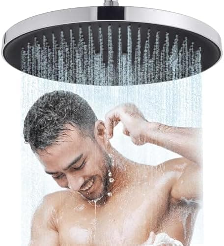 Runder Kopfbrause Regendusche 25CM, Hochdruck Wassersparend, Selbstreinigend (Silber)  
Fester Duschkopf Regendusche Gro