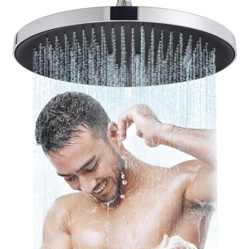 Runder Kopfbrause Regendusche 25CM, Hochdruck Wassersparend, Selbstreinigend (Silber)  
Fester Duschkopf Regendusche Gro