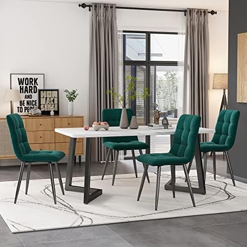 Modern Küchentisch Set 117x68cm mit 4 Schwarzesszimmerstühlen (Schwarz)