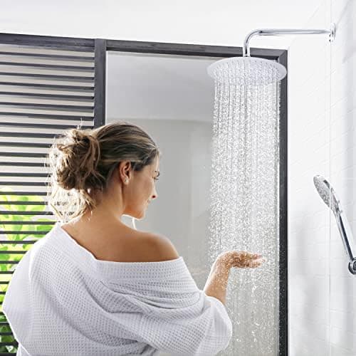 10 Zoll Regendusche mit Verstellbarer Brausekopf für Baden im Haus - Edelstahl 304, Antikalkdüsen & Polierter Regendusc