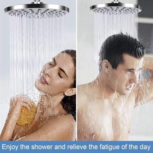 AiQInu 8-Zoll Runder Duschkopf Regendusche - Wassersparend, Anti-Kalk-Düsen, Edelstahl-Wasserfall-Duschkopf - Global Rec