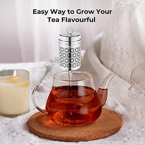 Reinmoson Edelstahl Teesieb für Losen Tee – 5 x 7,1 cm Gewürzei Teeei Groß mit extra feinem Netz – Schwarztee, Rooibos,