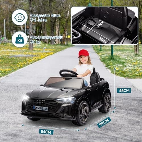 HAUSPROFI Elektro Kinderauto mit Bluetooth für Kinder 3-6 Jahre - Weiß | Sicherheitsgurt, Musik, Fernbedienung
