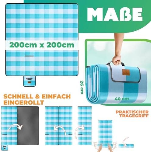 Kesser® Picknickdecke wärmeisoliert für 4-6 Personen - rot, faltbar mit Tragegriff und wasserdichter Unterseite