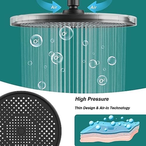 Regenduschkopf YUANNY Wasserspar 10 Zoll Stable ABS Chrom Universal-Kopfbrause Anti-Kalk-Düsen Ø 26 cm