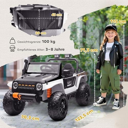 AIYAPLAY Kinder Elektroauto Blau - Elektrisch mit Fernbedienung, LED, Musik, für 3-8 Jahre