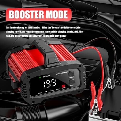 15A/8A Autobatterieladegerät, 12V/24V Smart vollautomatisch,LCD-Bildschirm für Auto Motorrad Rasenmäher Boot Marine Batt