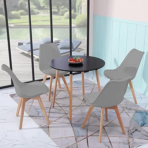 H.J WeDoo Skandinavisches Esszimmer Esstisch Set mit 4 Stühlen Eiscreme-Grün 100cm