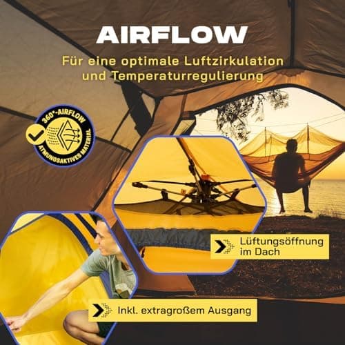 Lumaland Camping Zelt - Leichtes Pop Up Wurfzelt 210x190x110cm | Trekking & Festival Igluzelt | 2-4 Personen Wasserdicht