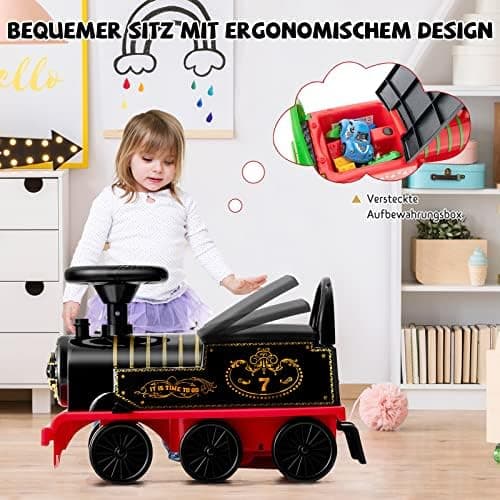 COSTWAY 6V Kinder Elektroauto Grün - Elektro Zug mit Musik & Lichter für 3+ Jährige Kinder im Haus oder Garten