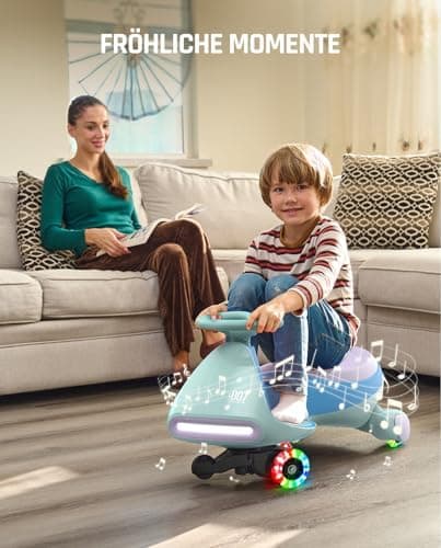 FanttikRide N7 Pro Kinder Elektroauto - Elektrisches Rutschauto für 3-7Jährige - Bluetooth, Pedal, Typ-C Aufladung, Leuc