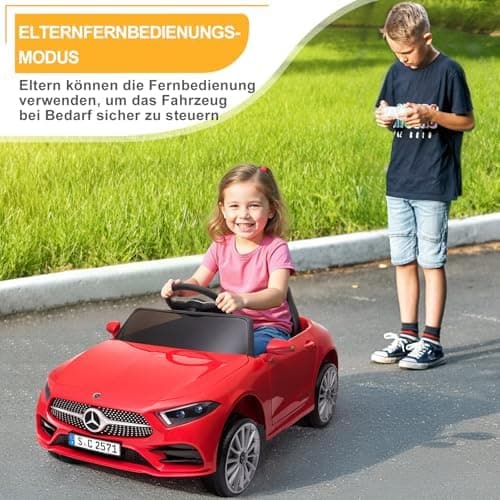 LEADZM Kinder Elektroauto Mercedes Benz CLS 350 - Elektrisch mit MP3, Hupe und LED-Leuchten (CLS Schwarz)