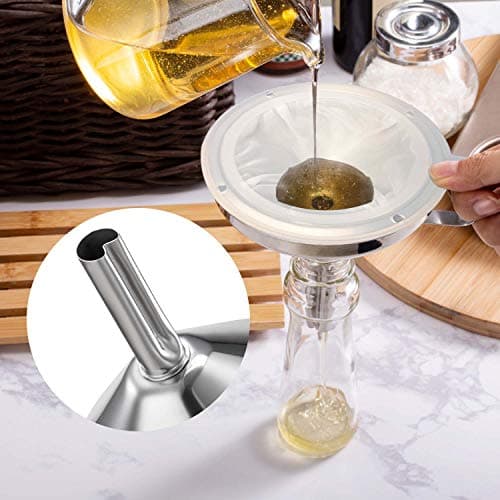 Kalave Lebensmittelqualität Edelstahl Trichter 13cm 200 Mesh Filter für Öle und Saft Küchenaccessoire