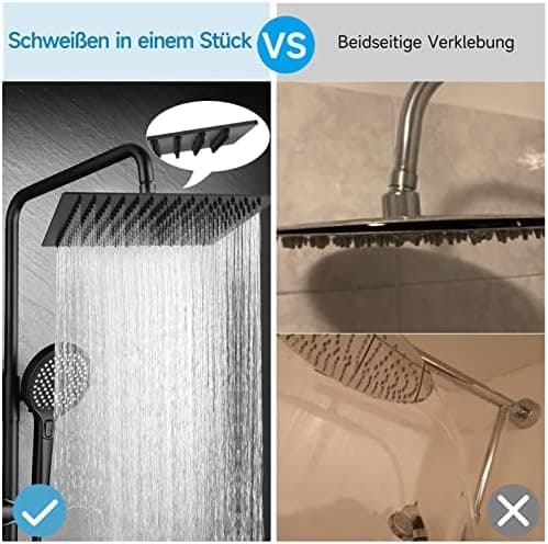 HAUSPROFI Kopfbrause mit Regendusche - Luxus Selbstreinigende Düsen für Duschkopf - Quadratisch Mattschwarz (30CM)  
HAU