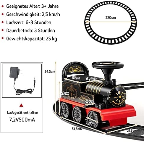 COSTWAY 6V Kinder Elektroauto Grün - Elektro Zug mit Musik & Lichter für 3+ Jährige Kinder im Haus oder Garten