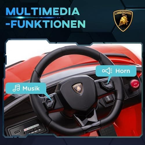 HOMCOM Kinder Elektroauto Lamborghini Aventador SVJ Roadster, 12V, MP3, Hupe, Musik, Sanftstart, 2 Motor, Fernbedienung,