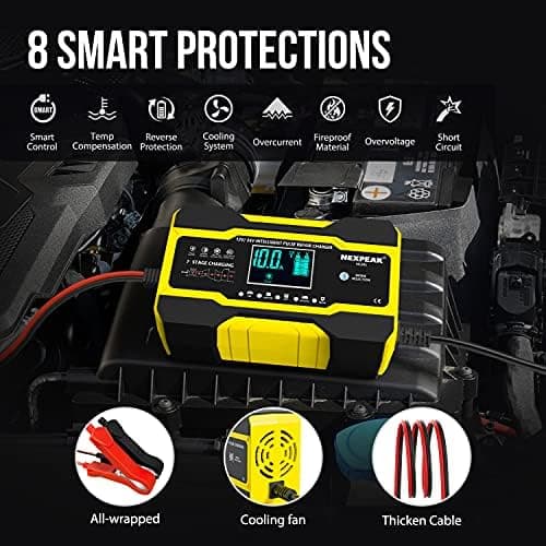 10A Autobatterie Ladegerät 12V/24V Smart vollautomatisch für Auto LKW Temperaturkompensation Rot