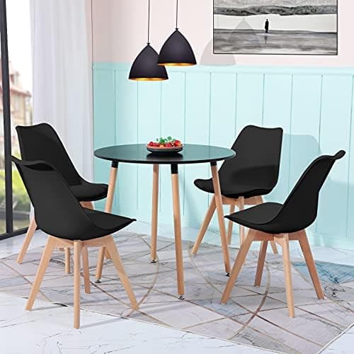H.J WeDoo Skandinavisches Esszimmer Esstisch Set mit 4 Stühlen Eiscreme-Grün 100cm