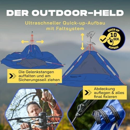 Lumaland Pop Up Camping Zelt 2-3 Personen | 4 Jahreszeiten Igluzelt Leicht, Wasserdicht & Robust | Outdoor Trekking & Fe