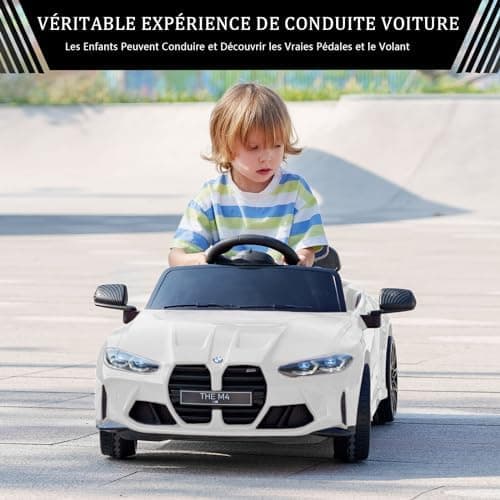 Lizenziert BMW M4 Kinder Elektroauto 12V 2,4G-Fernbedienung USB LED Musik