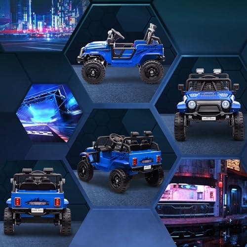 AIYAPLAY Kinder Elektroauto für 3-6 Jahrealte Kinder mit Fernbedienung, Musik, Scheinwerfer und Hupe, 12 V Stoßdämpfung,