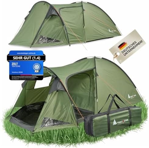 Dome01 Wasserdichtes 2-3 Personen Campingzelt 4000mm, Vorraum mit abnehmbarem Bodenplane, Belüftungsöffnungen, Grau