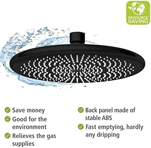Wenko Wasserspar Regenduschkopf - Wassersparende Kopfbrause mit ABS,chromfarbener Rand, Ø 22,5 cm - Wasserspar-System