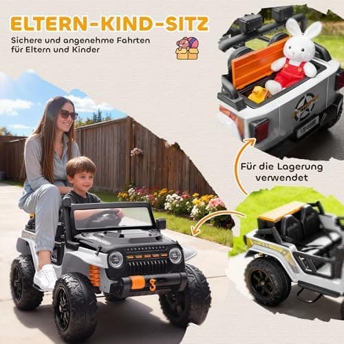 AIYAPLAY Kinder Elektroauto Blau - Elektrisch mit Fernbedienung, LED, Musik, für 3-8 Jahre