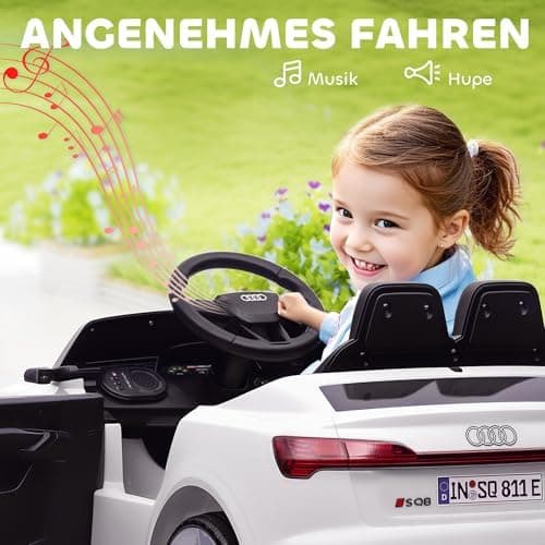 AIYAPLAY Kinder Elektroauto für 3-4 Jahrealte Kinder mit Fernbedienung & MP3 Musik, Weiß