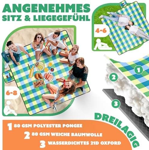 Kesser® Picknickdecke wärmeisoliert für 4-6 Personen - rot, faltbar mit Tragegriff und wasserdichter Unterseite