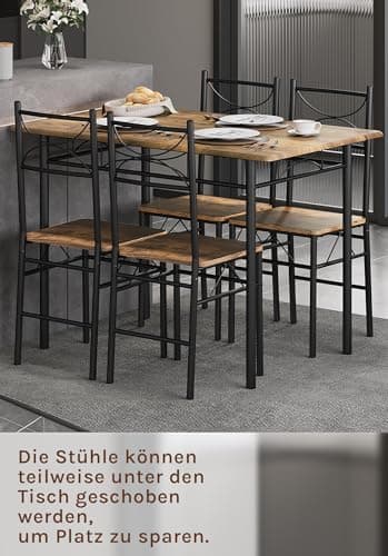 WOLTU Vintage Braun Küchentisch Set für 4 Personen
| WOLTU Vintage Braun Essgruppe Set mit 4 Stühlen
| WOLTU Vintage Br