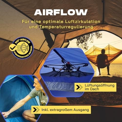 Lumaland Camping Zelt - Leichtes Pop Up Wurfzelt 210x190x110cm | Trekking & Festival Igluzelt | 2-4 Personen Wasserdicht