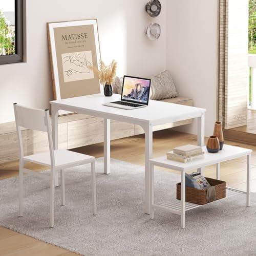 Sogesfurniture 4-teiliges Essgruppe Vintagebraun für Wohnzimmer und Esszimmer mit Ablagefläche und Rechteckigem Esstisch