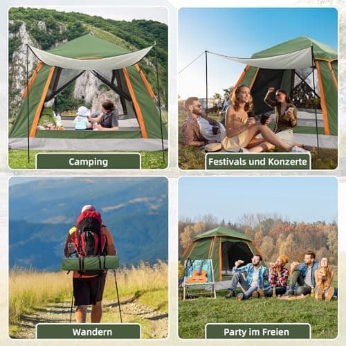 HAUSPROFI Zelt 2-3 Personen Pop Up Zelt |.Quadrierter Wasserspei-Schutz | Moskitoschutz | Familien-Freizeit-Reise
