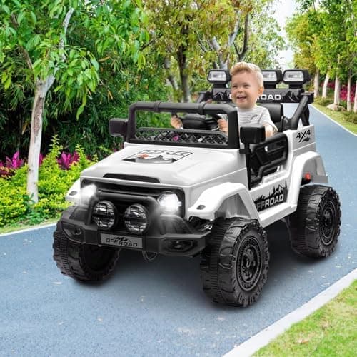 HAUSPROFI Kinder Elektroauto 12V - Elektro Kinderauto mit 2,4G Fernbedienung, LED, Bluetooth und Musik für 3-5 km/h - id
